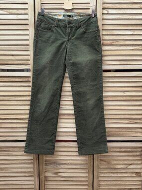 prAna Olive Green Corduroy Pants Fine Wale Five Pocket Stretch Size 4